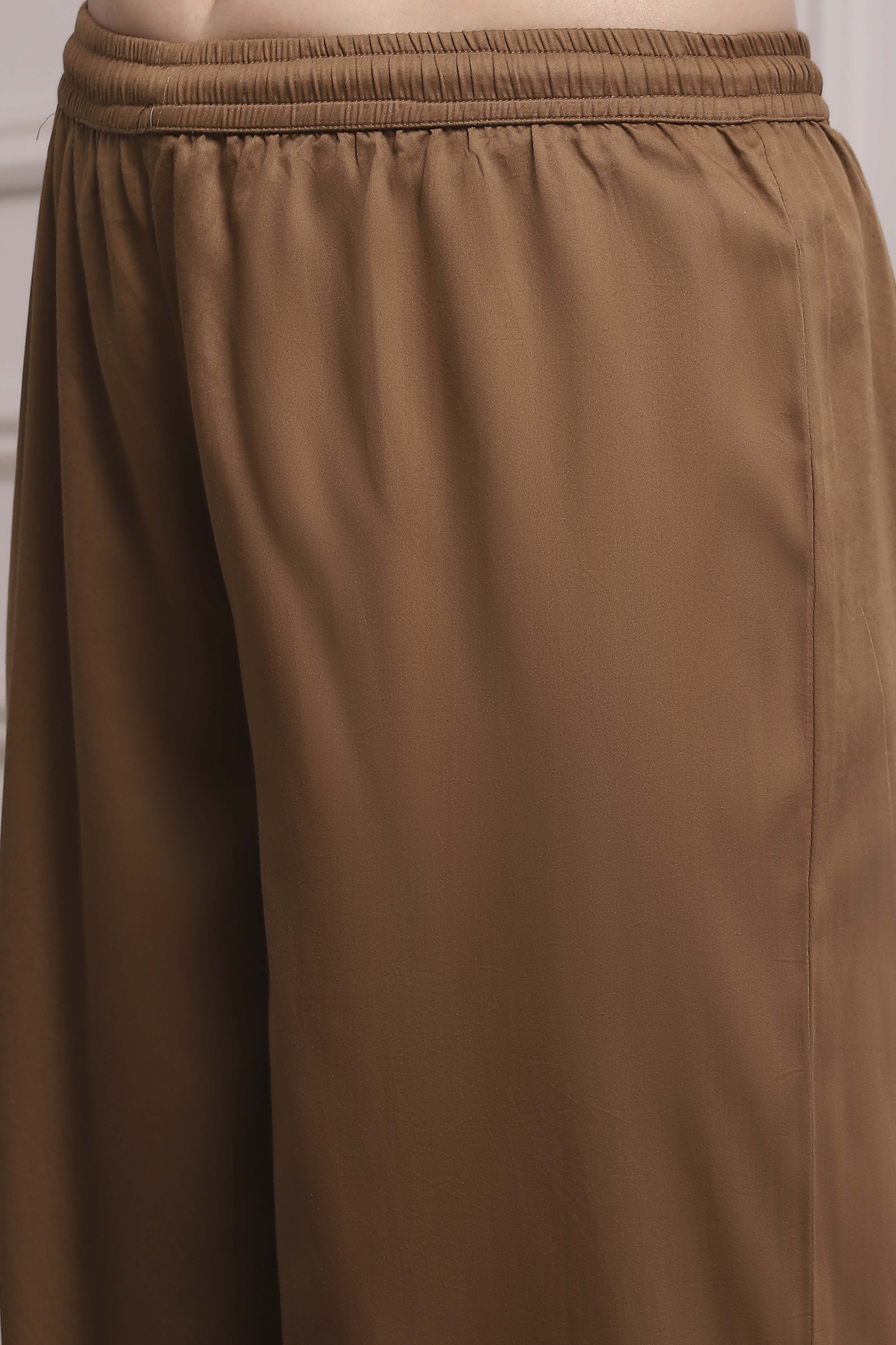 Brown Cotton Anarkali Yarndyed Suit Set image number 2