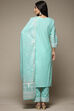 Sea Green Cotton Straight Kurta Pants Suit Set image number 4