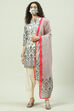 Black and Off White Straight Kurta Salwar Pant Suit Set image number 4