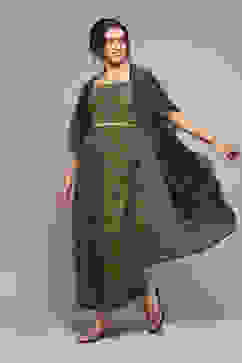 Forest Green Rayon Straight Printed Jumpsuit image number 0