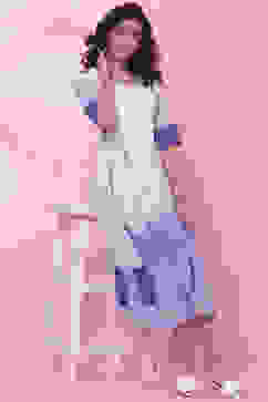 Indigo LIVA Flared Printed Dress image number 5