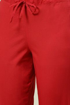 Red Cotton Solid Pant image number 1