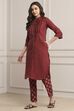 Red Poly Viscose Printed Kurta Set image number 3