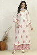 White and Blue Cotton Printed Unstitched Suit Set image number 1