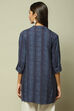 Indigo LIVA Straight Printed Kurta image number 4