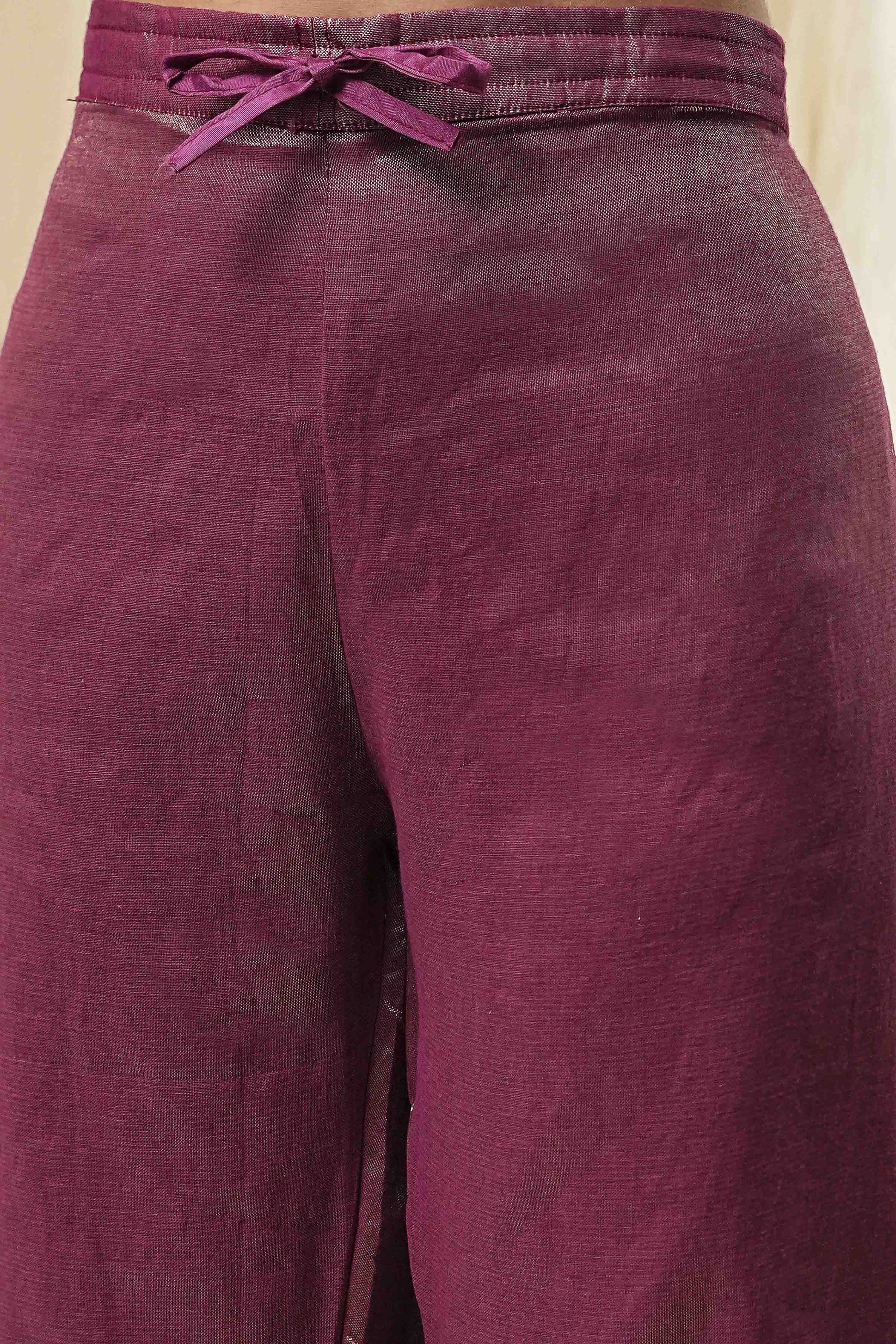 Purple Art Silk A-Line Kurta Palazzo Suit Set image number 2