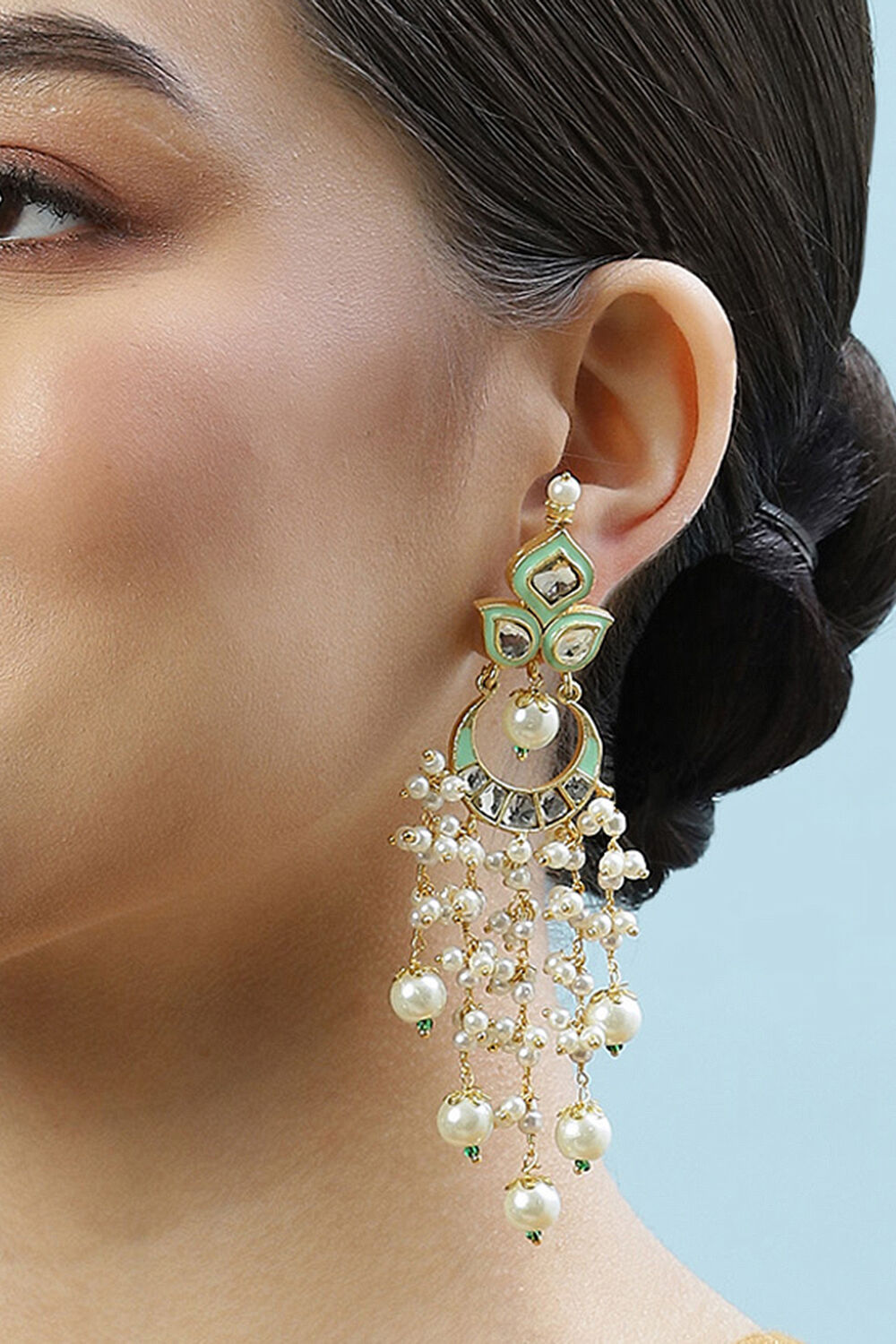 Mint Green Brass Earrings image number 1