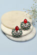 Oxidised Red & Green Brass Earrings