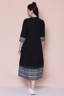 Black Cotton A-line Dress image number 5