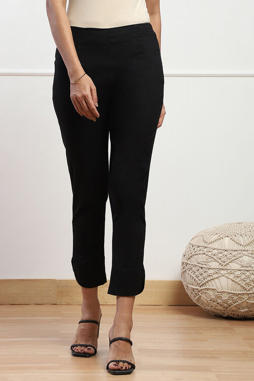 White Viscose Lycra Solid Pant image number 4