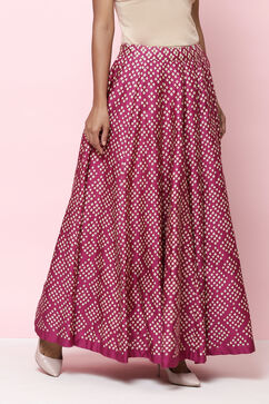 Magenta Flared Cotton Skirts image number 4