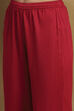 Red Modal Embroidered A-Line Kurta Set image number 2