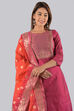 Pink Unstitched dress material Suit Set image number 1