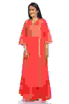 Coral Flared Cotton Printed Kurta image number 4