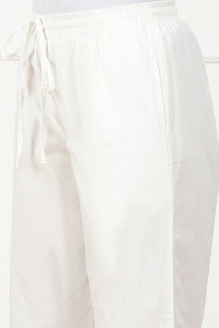 Off White Cotton Straight Pants image number 1