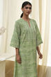 Green Pure Cotton Printed Straight Kurta image number 5
