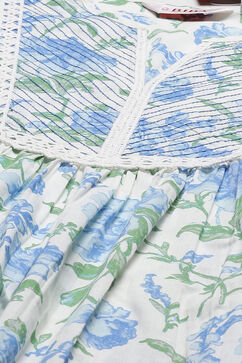 Blue Cotton Printed Kurti image number 1