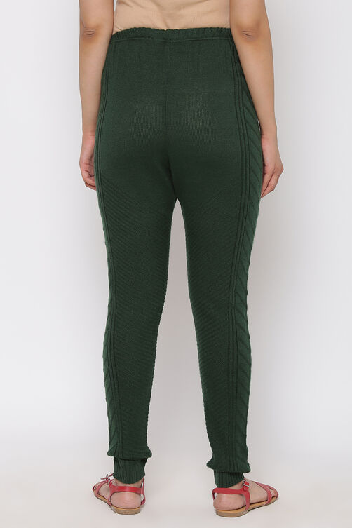 Bottle Green Woolen Leggings image number 4