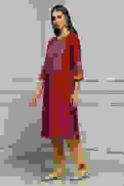 Red Cotton Straight Kurta image number 2