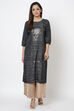 Black Viscose Straight Printed Kurta image number 3
