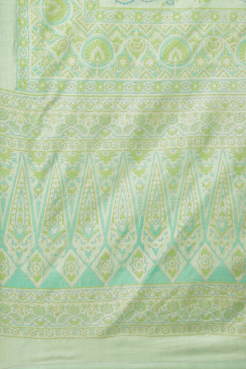 Turquoise Cotton Blend Hand Embroidered Unstitched Suit Set image number 3