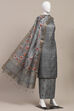 Peach Silk Tussar Handloom Unstitched Suit Set image number 4
