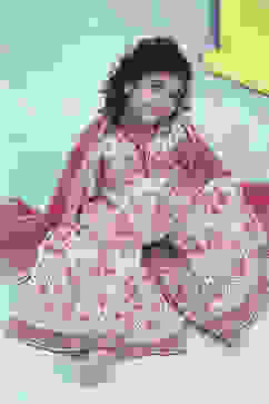 Off-White and Pink Cotton Peplum Suit Set image number 0