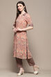 Peach Grey Rayon Straight Kurta Set image number 3