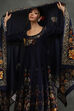 Rohit Bal Indigo Silk Chanderi Floral Anarkali Suit Set image number 7