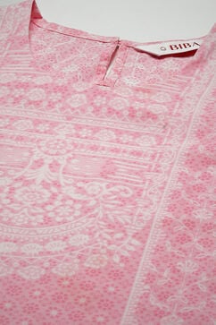 Pink Cotton Straight Kurta Palazzo Suit Set image number 5