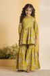 Yellow Cotton Floral Peplum Kurta Set image number 6