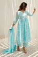 Aqua Cotton Silk Gathered Suit Set image number 3