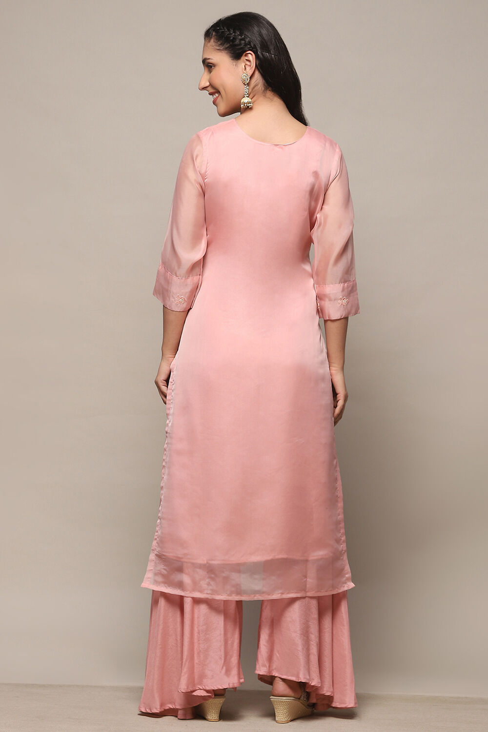 Pink Organza Unstitched Suit set image number 6