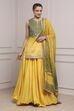 Yellow Olive Cotton Silk Straight Lehenga Set image number 6