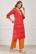 Brown Cotton Straight Kurta image number 4