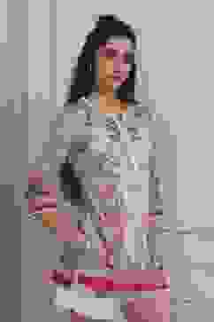 Blue Cotton Printed Straight Short Kurta image number 4