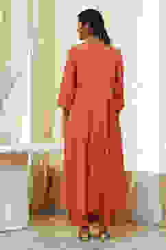 Peach Modal Printed Angrakha Anarkali Suit Set image number 4