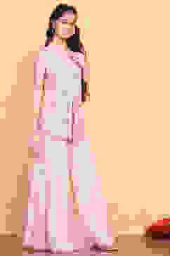 Off-White Embroidered Short Kurta & Palazzo Set image number 4