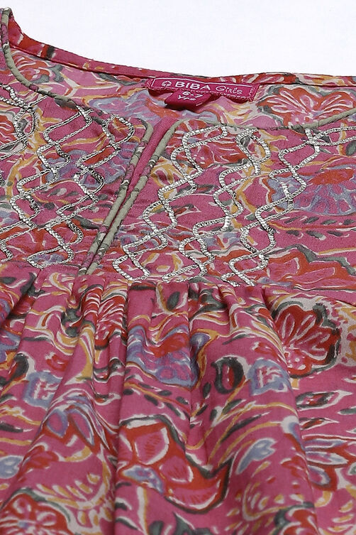 Pink Cotton Tunic And Capri Set image number 1