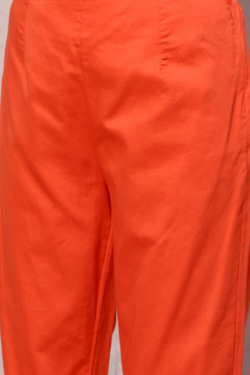 Yellow Cotton Straight Kurta Slim Pant Suit Set image number 2