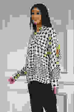 Ivory Viscose Asymmetric Printed Top image number 2