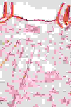 Ecru Red Printed Cambric Dress With Red Lace Detail On Neck image number 1