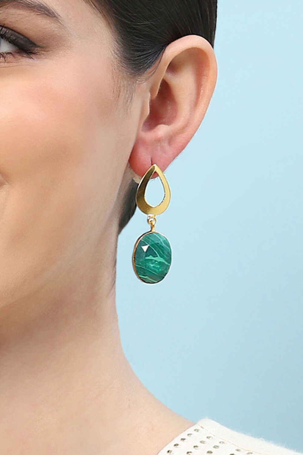 Green Brass Earrings image number 1