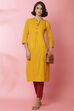 Ochre Cotton Straight Yarndyed Kurta image number 0