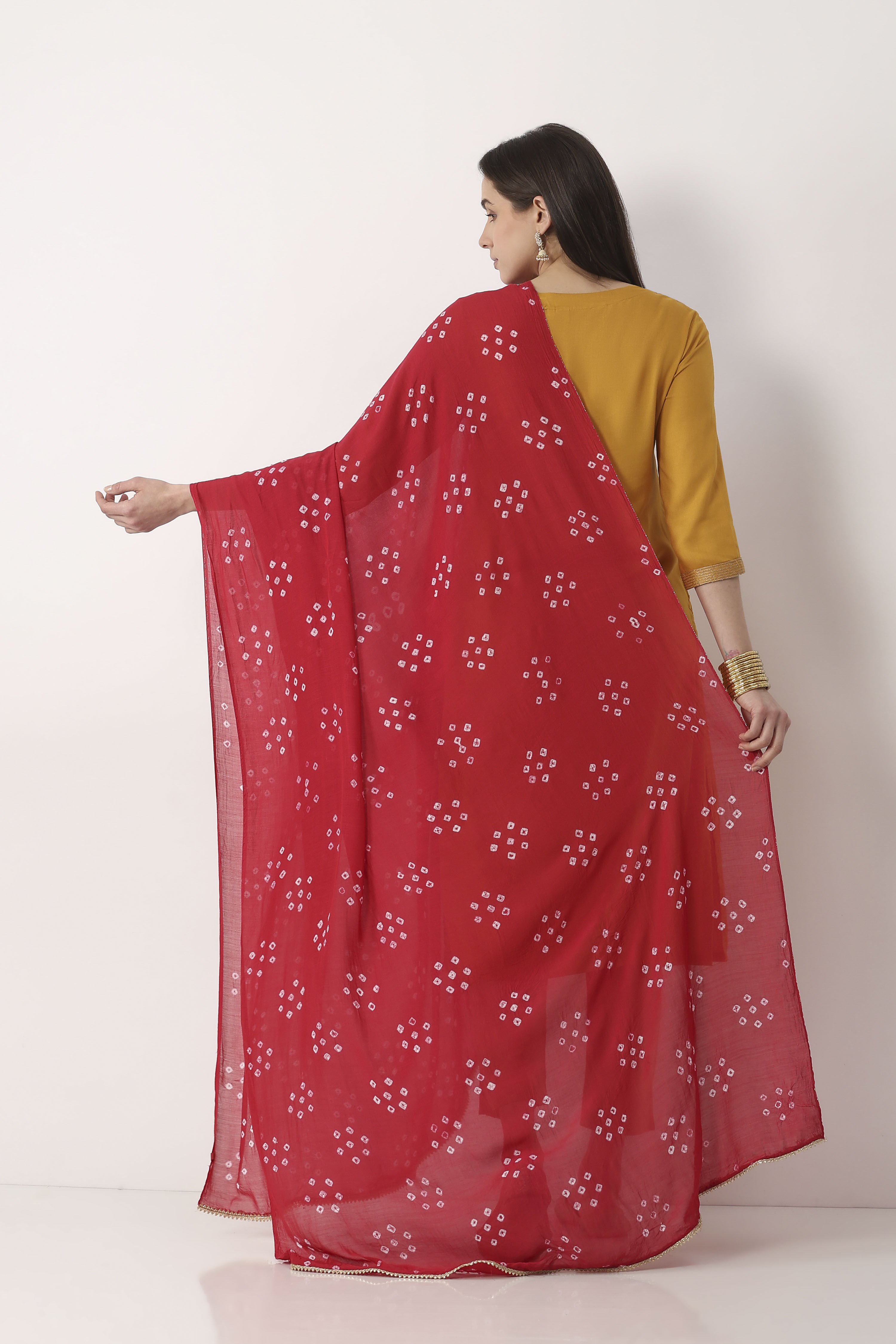 Maroon Mul Cotton Bandhani Printed Dupatta image number 2