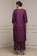Green-Maroon Viscose Gathered Yarndyed Suit Set image number 4