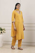 Yellow Viscose Rayon Straight Suit Set image number 5