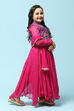 Magenta Cotton Blend Flared Printed Suit Set image number 6