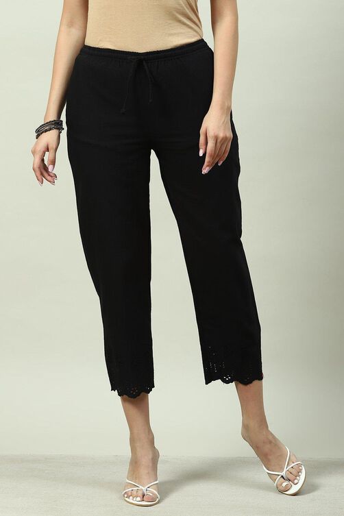 Black Cotton Blend Narrow Pant image number 5