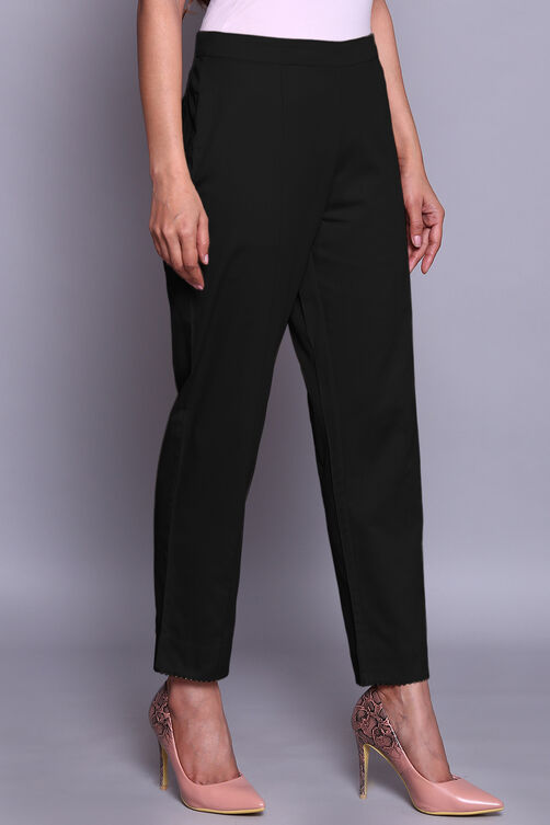 Black Cotton Slim Pants image number 3